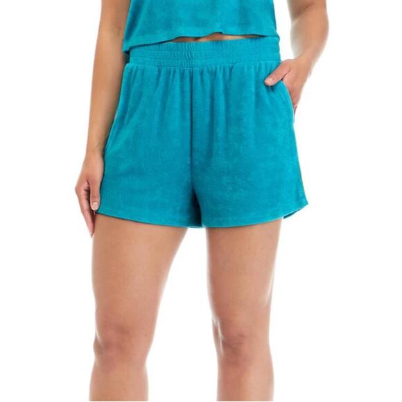 2/$15 Cabana by Crown & Ivy Terry Shorts Turquoise Bliss Juniors Size L - Picture 1 of 7
